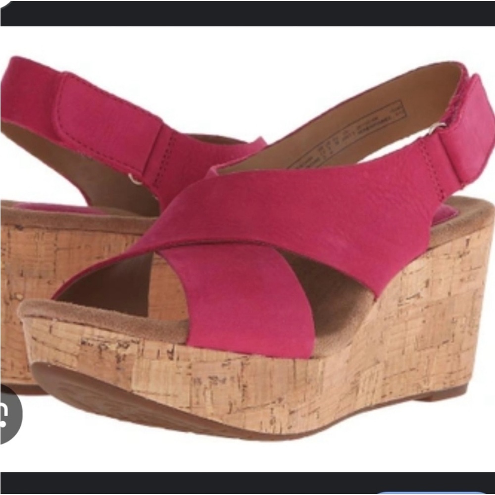 Clarks Pink Wedge Sandals 7.5